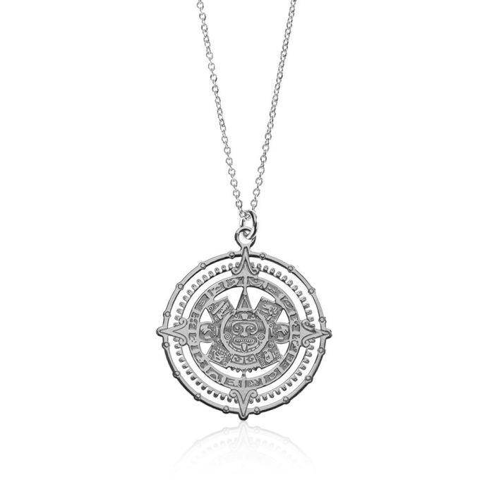 Silver Necklace - Azteca Sun